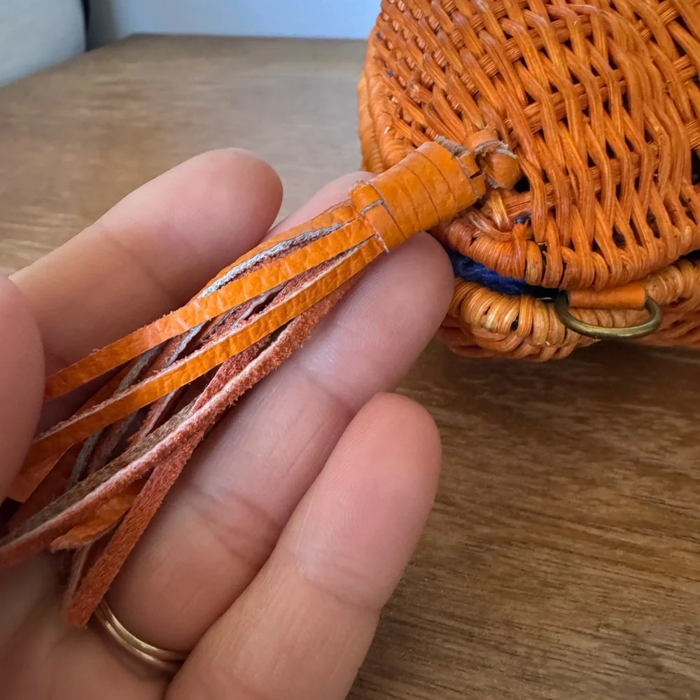 KAYU Jane Clam Clutch Burnt Orange Wicker